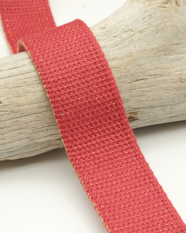 Sangle Coton Lurex Or 30MM Rouge - Maison Klem